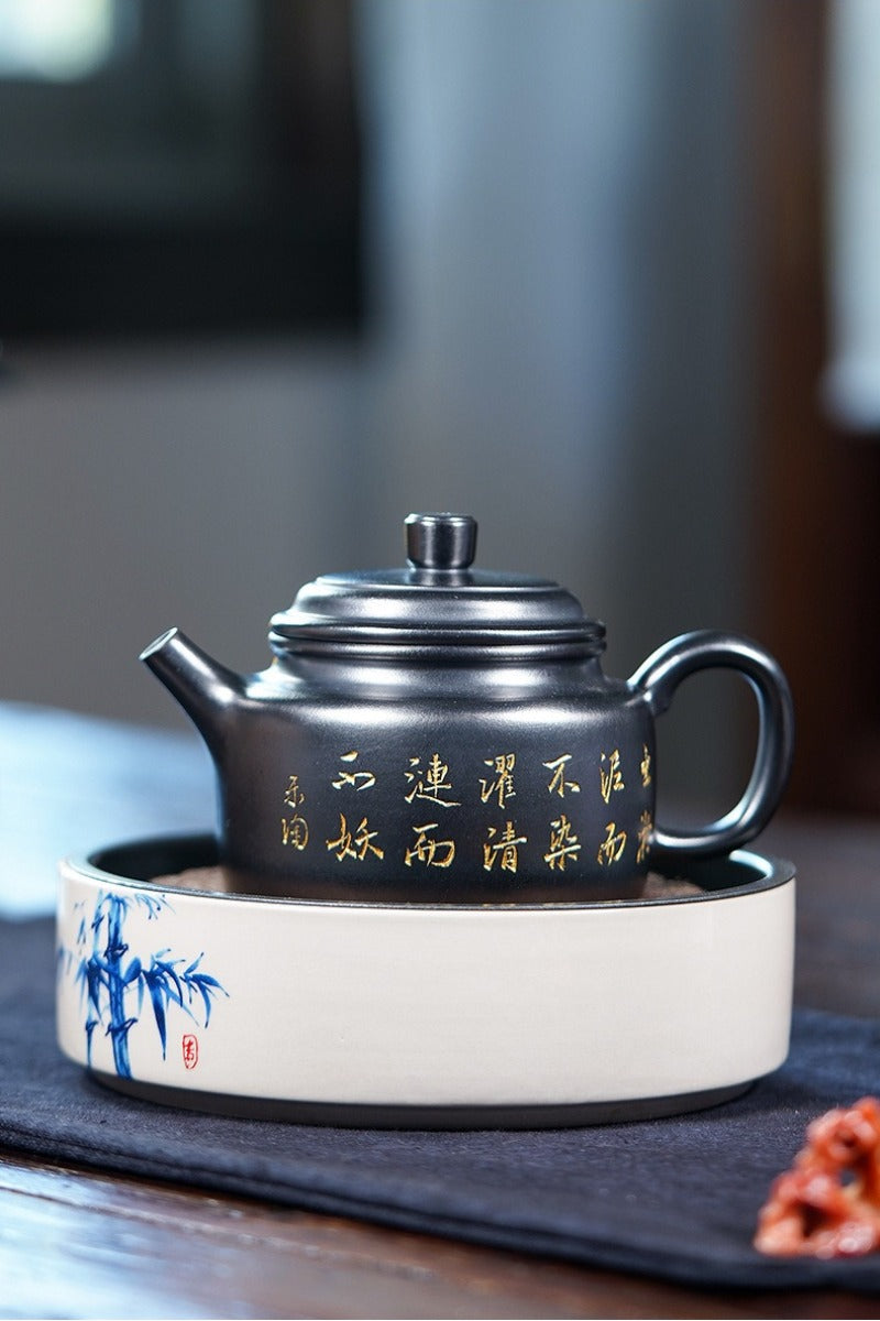 Full Handmade Yixing Zisha Teapot [De Zhong] (Hei Ni - 300ml)