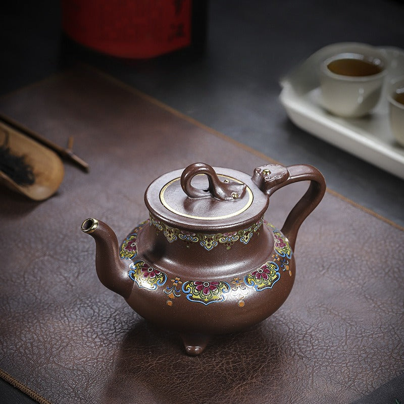 Tetera Yixing Zisha hecha a mano [Sanzu Fan Hua] (Jinsha Zi Ni - 350ml)