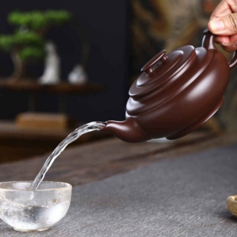 Vollständig handgefertigte Yixing-Zisha-Teekanne [Shang Xin Qiao Pot] (Shi Hong - 370 ml)