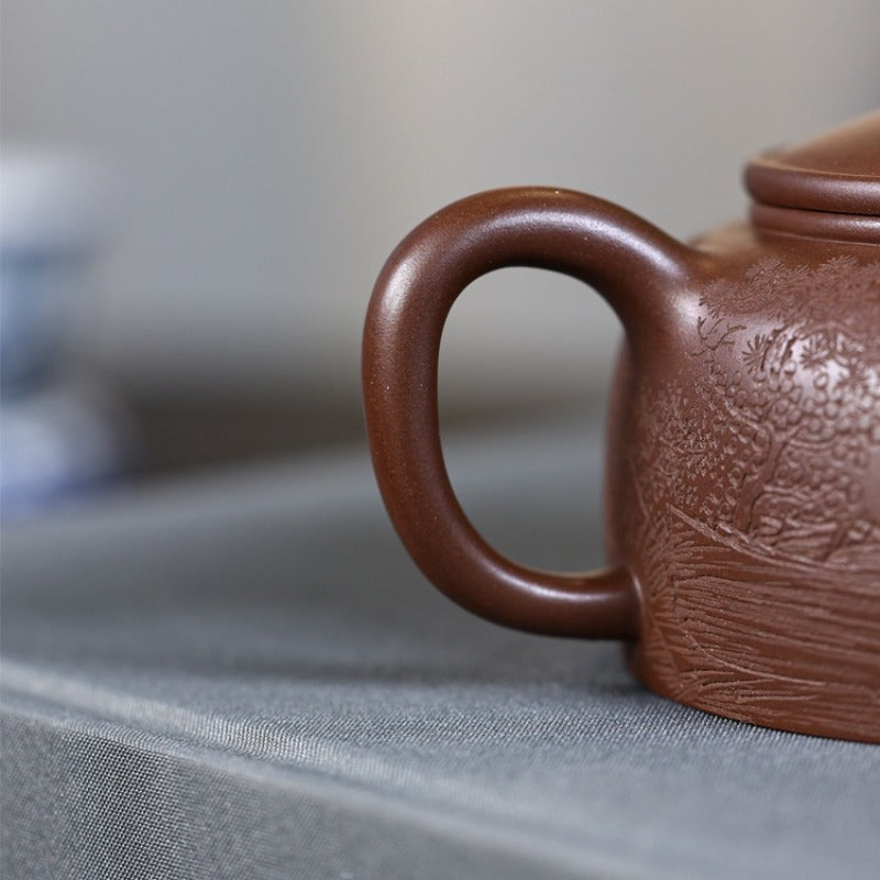 Full Handmade Yixing Zisha Teapot [Niu Gai Lianzi Pot] (Zi Ni - 230ml)