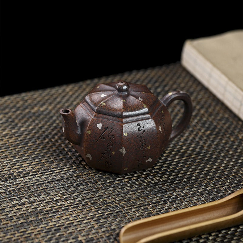 Full Handmade Yixing Zisha Teapot [Octagon Pear] (Firewood Fired Duan Ni - 250ml) - YIQIN TEA HOUSE | yiqinteahouse.com | 200-300ml, full handmade zisha teapot, teapot, teaware