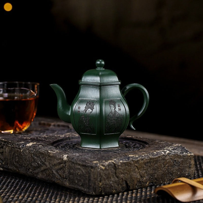 Théière Yixing Zisha entièrement faite à la main [Yitai Wan Qian] (Feicui Lu Ni - 300 ml)