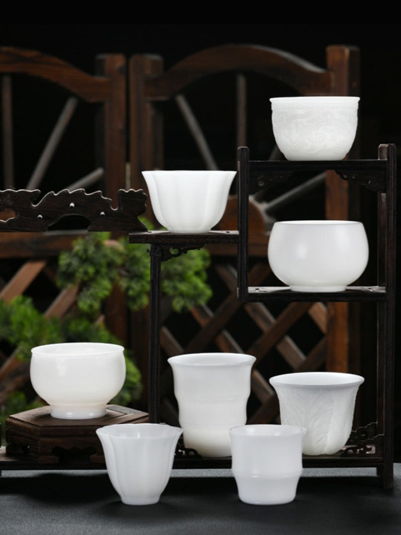 Ice Jade White Porcelain [Petals] Tea Cup 110ml