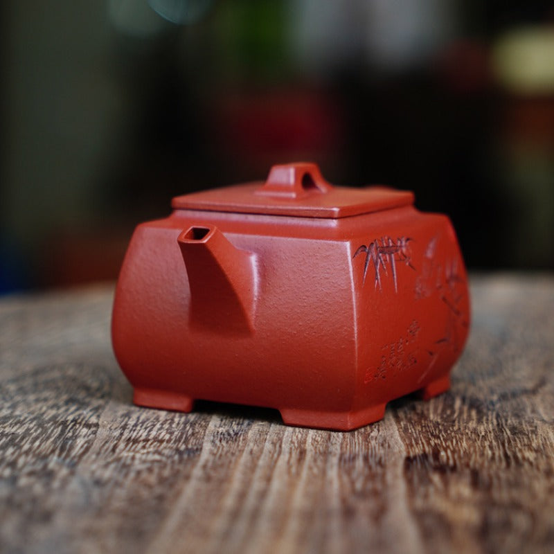 Full Handmade Yixing Zisha Teapot [Sifang Pot] (Zhu Ni - 130ml)