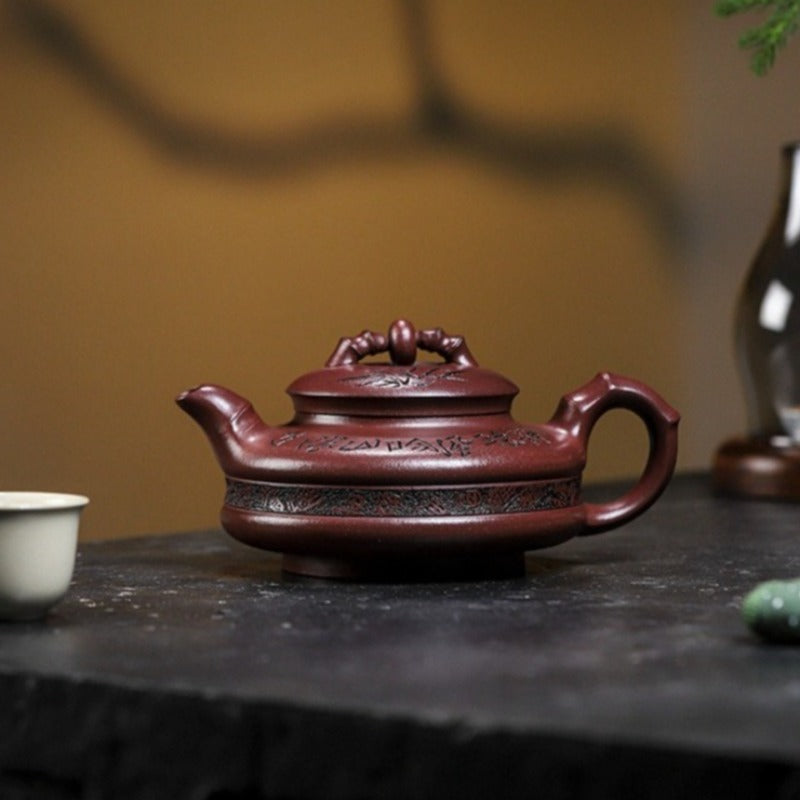 Full Handmade Yixing Zisha Teapot [Lucky Bamboo] (Zi Ni - 480ml)