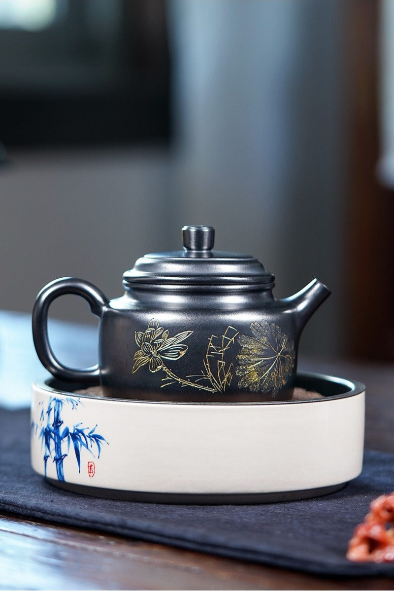 Full Handmade Yixing Zisha Teapot [De Zhong] (Hei Ni - 300ml)