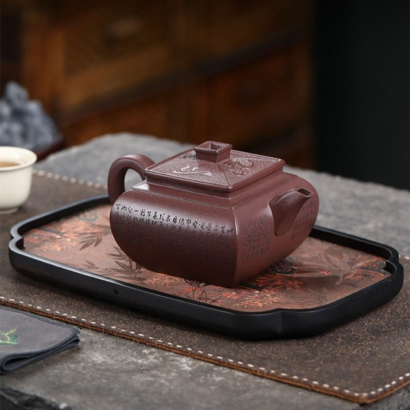 Théière Yixing Zisha entièrement faite à la main [Sifang Jun Zheng] (Tian Qing Zi Ni - 500 ml)