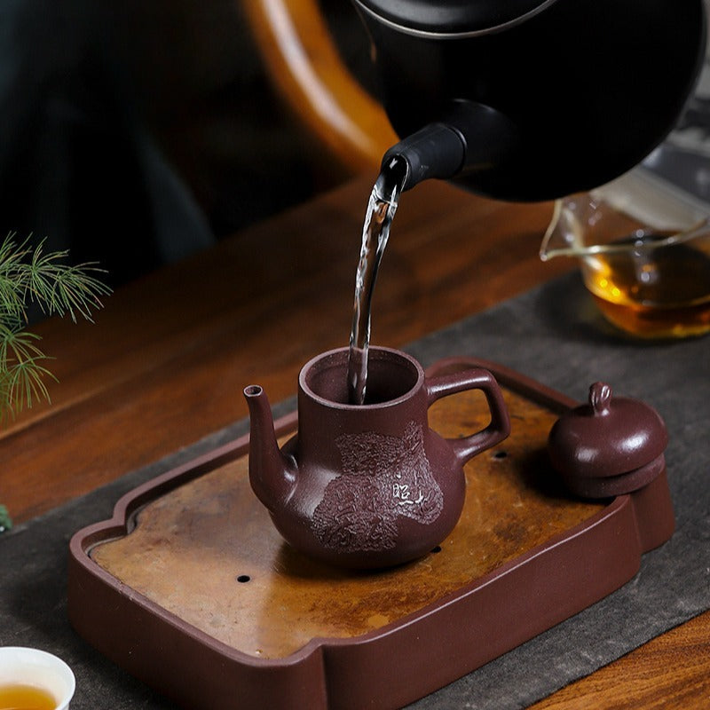 Full Handmade Yixing Zisha Teapot [Qing Feng Ming Yue] (Zi Ni - 170ml) - YIQIN TEA HOUSE | yiqinteahouse.com | <200ml, full handmade zisha teapot, teapot, teaware