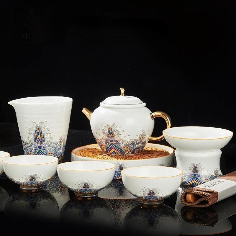 Ceramic Gold Wire Enamel [Haiyan Jiangya] Kungfu Tea Set - YIQIN TEA HOUSE | yiqinteahouse.com | ceramic teapot, teaware, teaware set