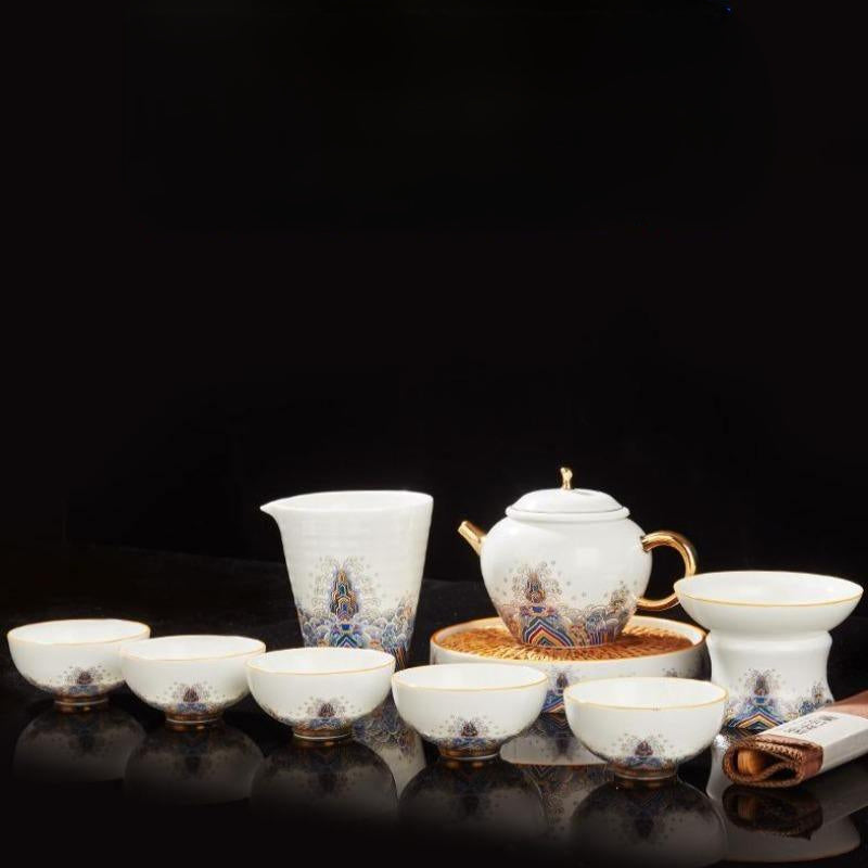 Ceramic Gold Wire Enamel [Haiyan Jiangya] Kungfu Tea Set - YIQIN TEA HOUSE | yiqinteahouse.com | ceramic teapot, teaware, teaware set