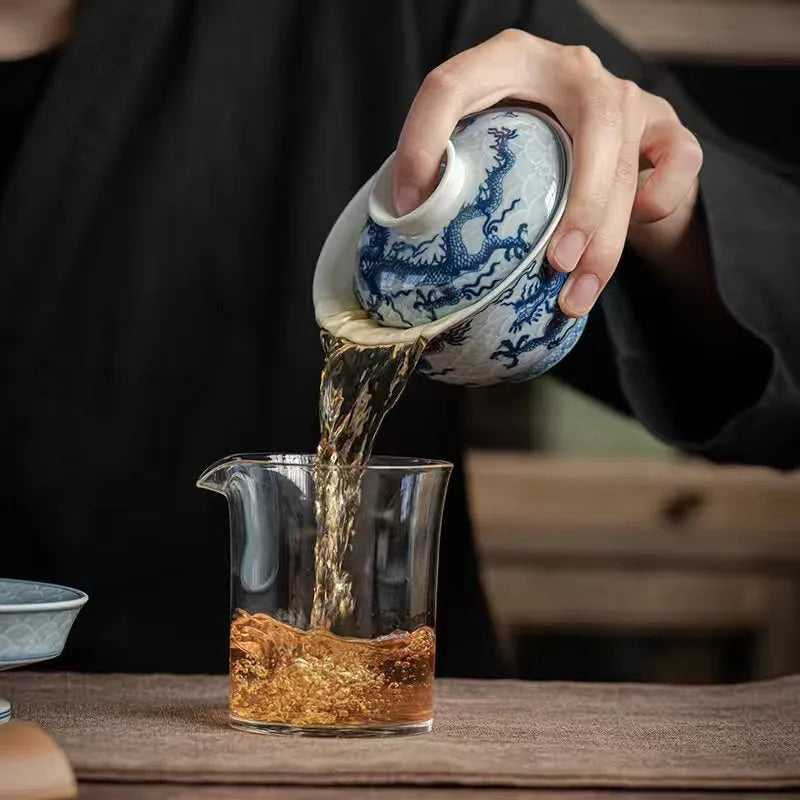 Ceramic [Qinghua Dragon] Sancai Gaiwan 200ml - YIQIN TEA HOUSE | yiqinteahouse.com | gaiwan, teaware