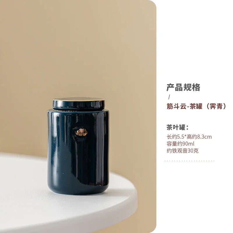 Balang Teh Seramik | Bekas Teh | Bekas Teh Mini Perjalanan [Somersault Cloud] 90ml