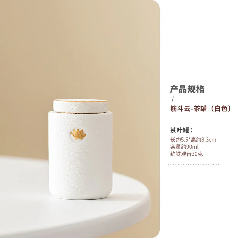 Balang Teh Seramik | Bekas Teh | Bekas Teh Mini Perjalanan [Somersault Cloud] 90ml