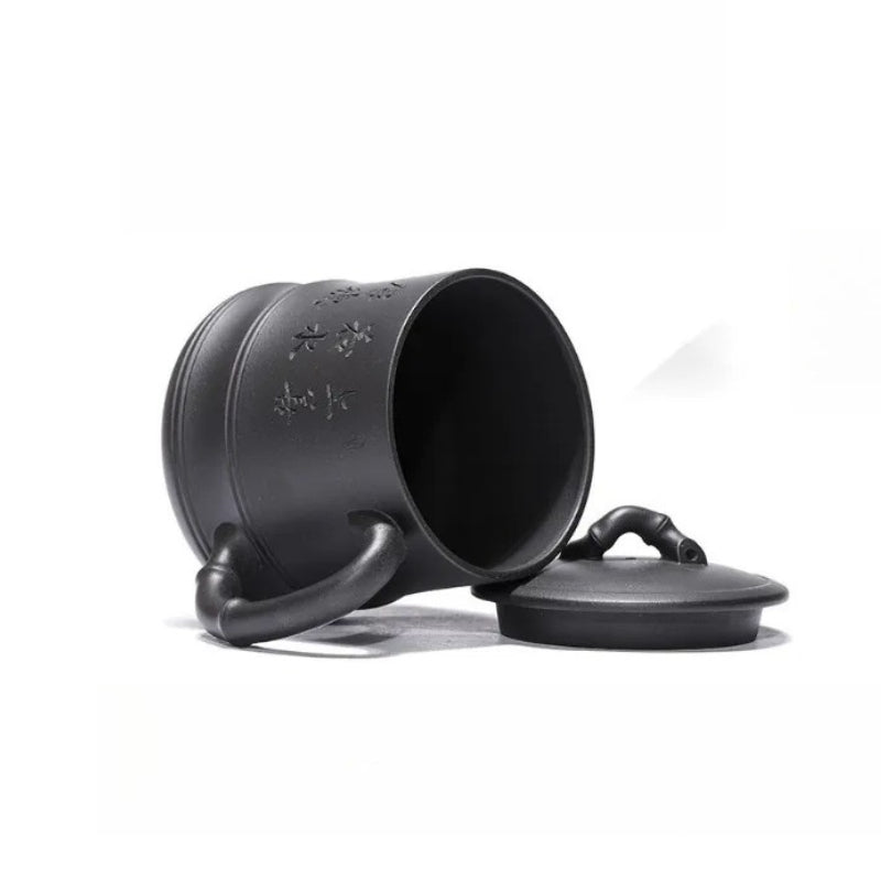 Yixing Zisha Tea Mug with Filter [Bamboo] (Hei Ni - 500ml)