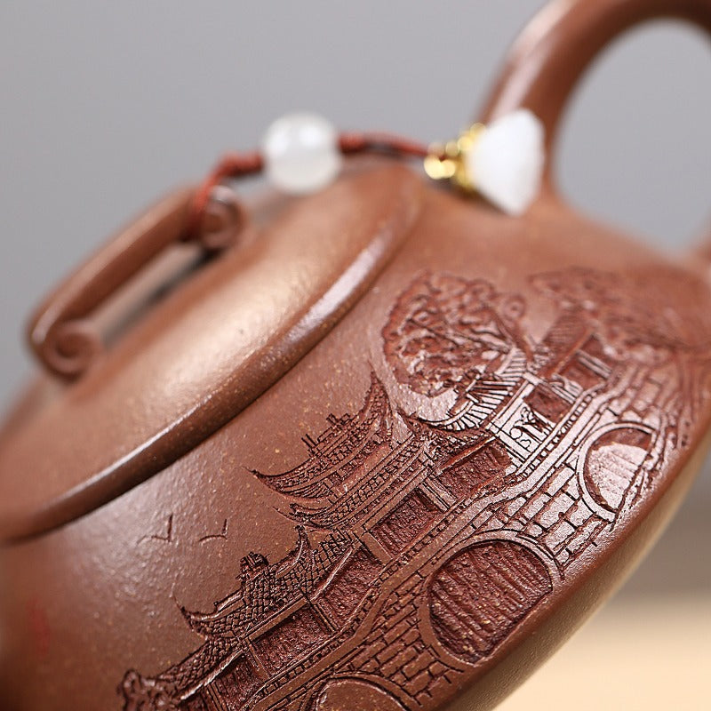 Yixing Zisha Teapot [Qiao Gai Na Piao] (Jiang Po Ni - 170ml)