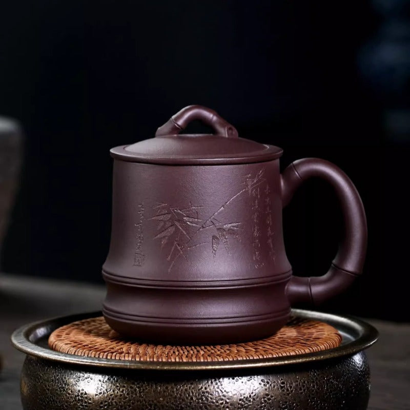Taza de té Yixing Zisha [Bambú auspicioso] (Lao Zi Ni - 450 ml)