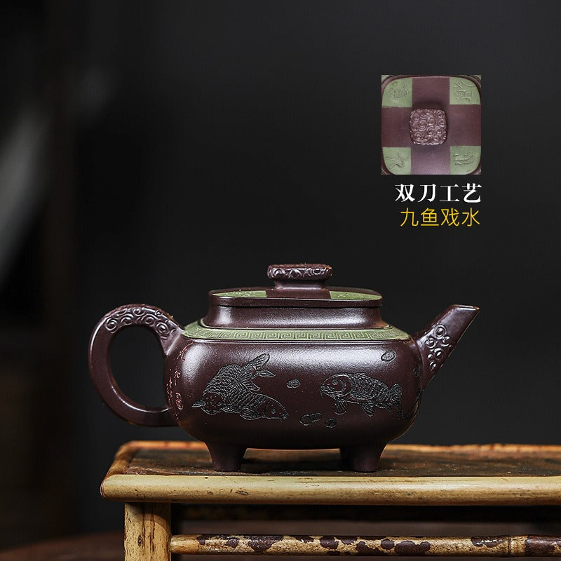 Full Handmade Yixing Zisha Teapot [Jiu Yu Xi Shui] (Zi Jia Ni - 400ml)