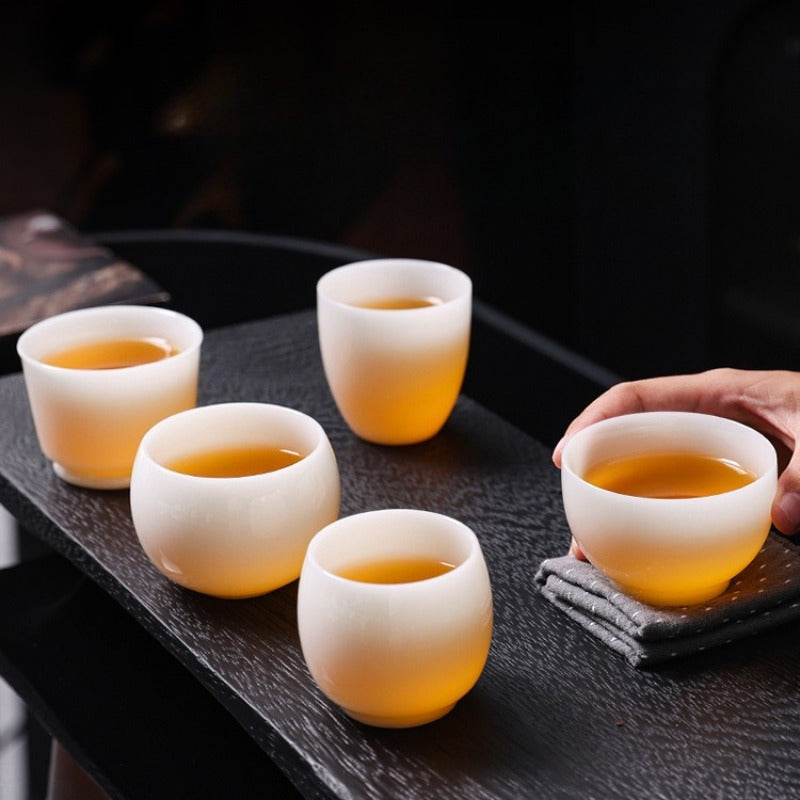 Tazza da tè Master in porcellana bianca giada di ghiaccio smaltata 80-110ml