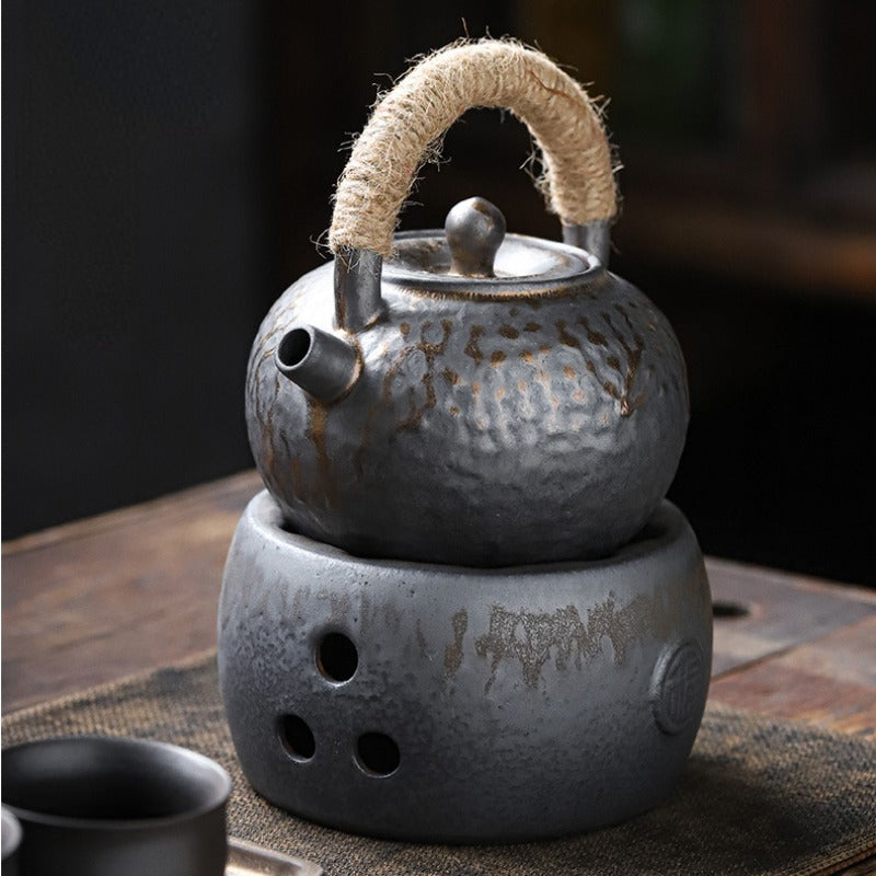 Retro Gilded Ceramic [Hammer Pattern Tiliang Teapot] 450ml