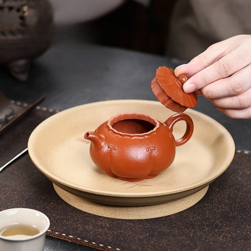 全手工宜兴紫砂茶壶 [锦绣西施] (朱砂朱泥 - 150ml)