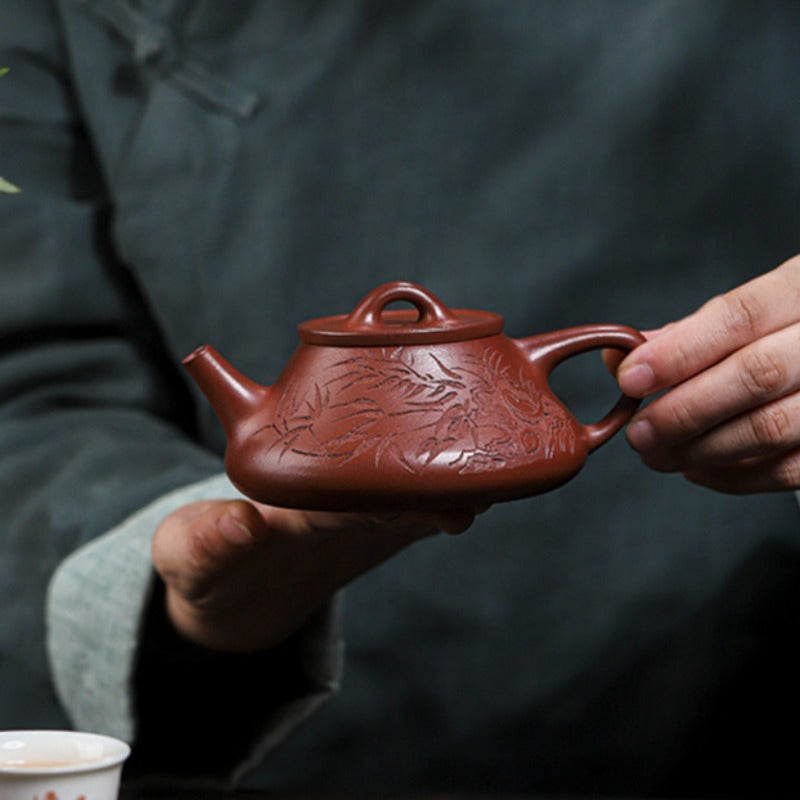 Full Handmade Yixing Zisha Teapot [Bamboo Happiness] (Hong Pi Long - 240ml) - YIQIN TEA HOUSE | yiqinteahouse.com | 200-300ml, full handmade zisha teapot, teapot, teaware