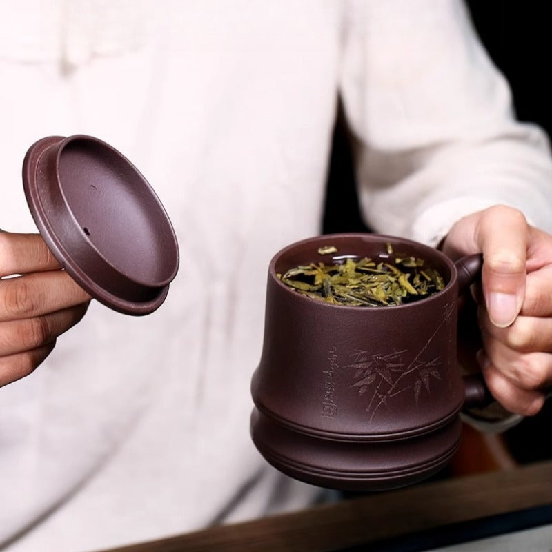 Taza de té Yixing Zisha [Bambú auspicioso] (Lao Zi Ni - 450 ml)