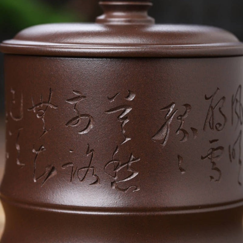Tasse à thé Yixing Zisha entièrement faite à la main [bambou] (Lao Zi Ni - 430 ml)