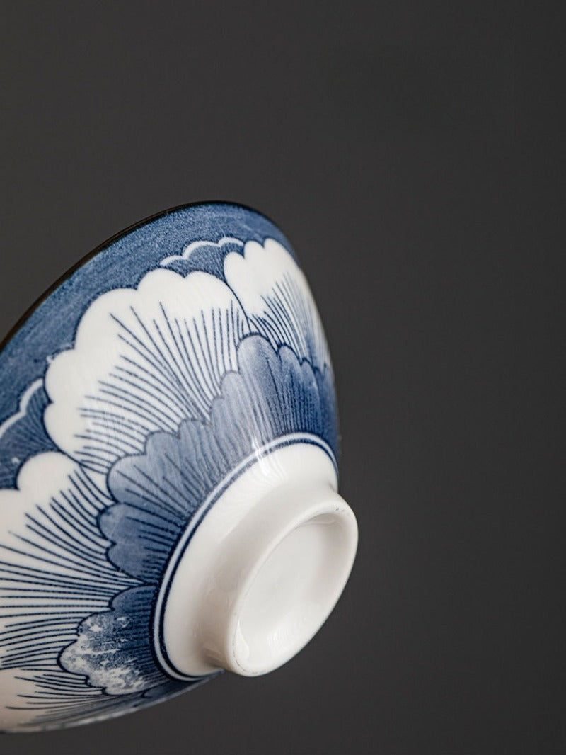 Service à thé cadeau rétro en porcelaine bleue et blanche de 10 pièces, tasses de 70 ml