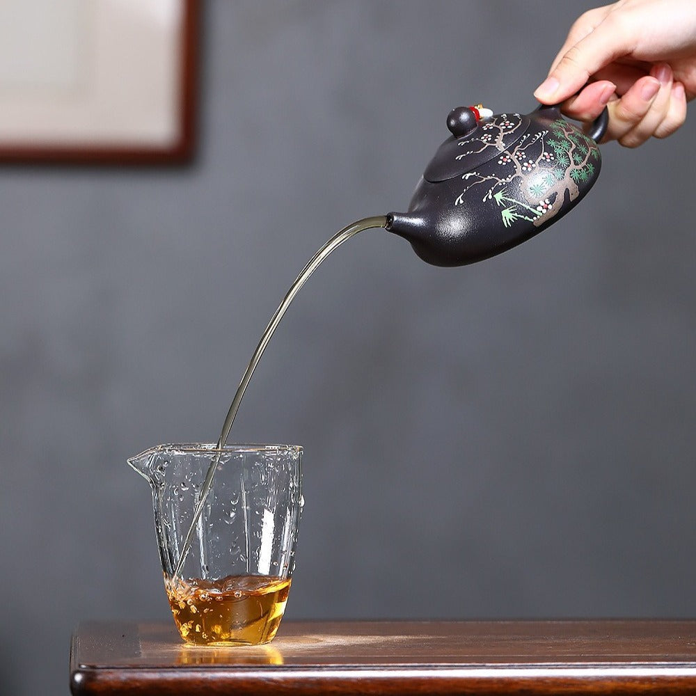 Yixing Zisha Teapot [Song Feng Shui Yue] (Hei Jinsha - 230ml)