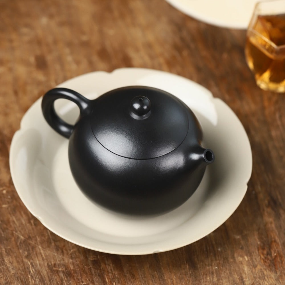Théière Yixing Zisha entièrement faite à la main [Pot Xishi] (Hei Ni - 230 ml)