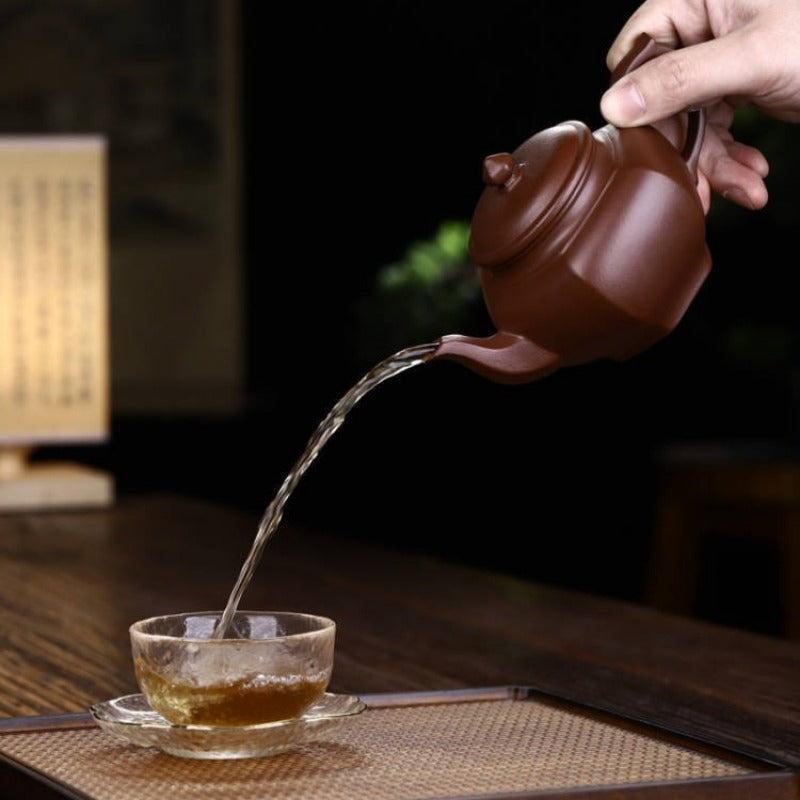Théière Yixing Zisha entièrement faite à la main [Pot Liufang Xiao Ying] (Di Cao Qing - 280 ml)