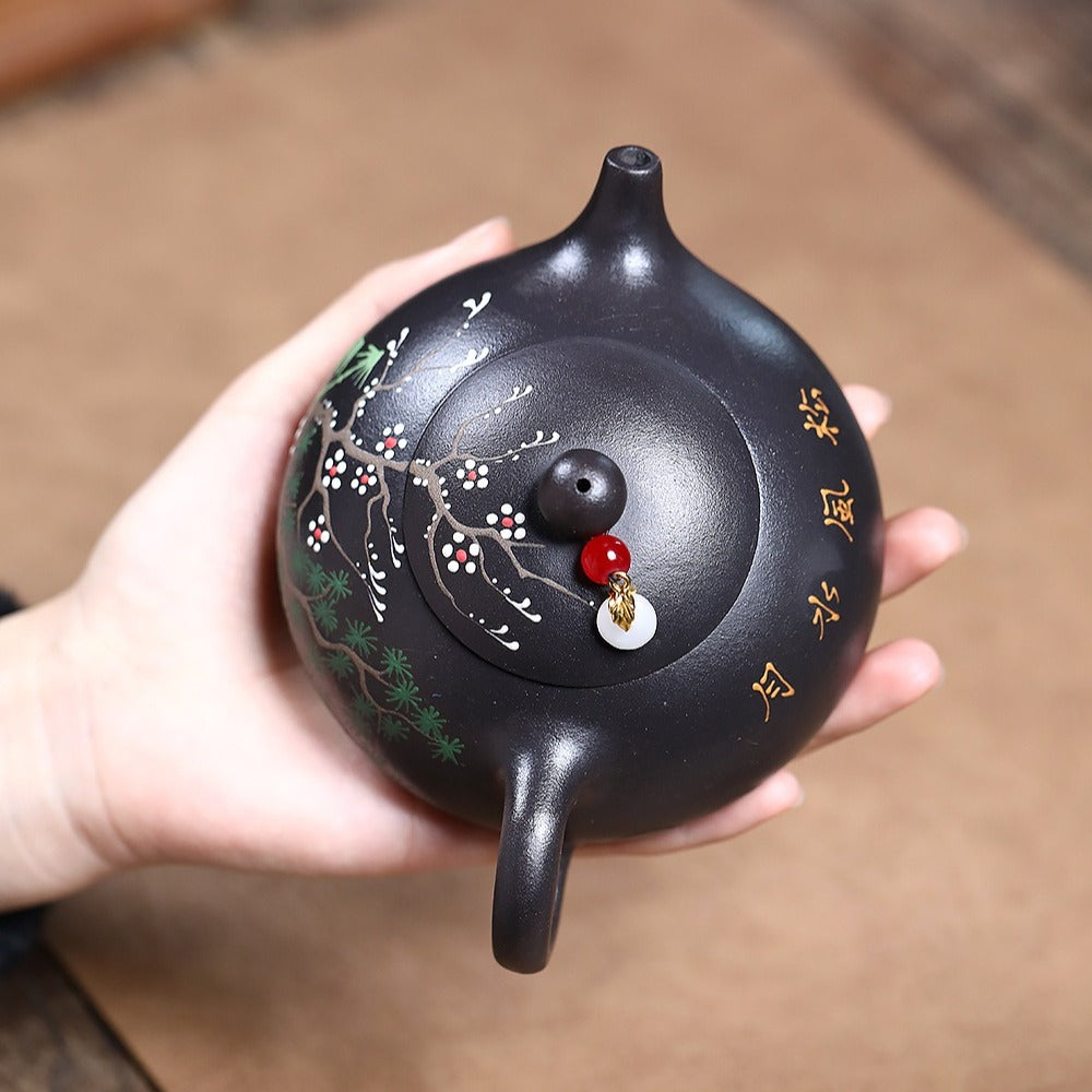 Yixing Zisha Teapot [Song Feng Shui Yue] (Hei Jinsha - 230ml)