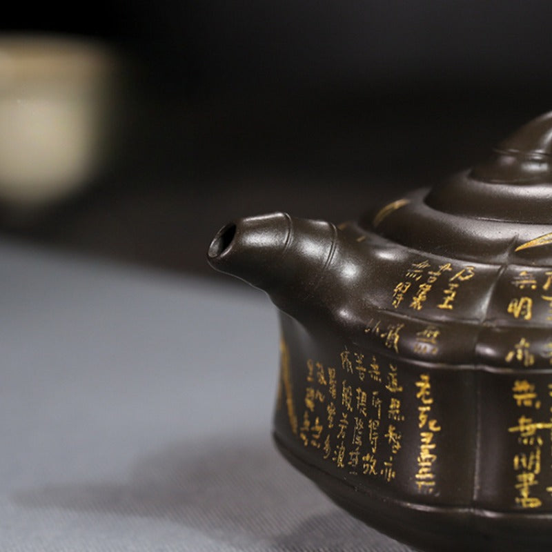 Full Handmade Yixing Zisha Teapot [Chou Jiao Zhu Gu] (Feicui Qing Zi Ni - 300ml)