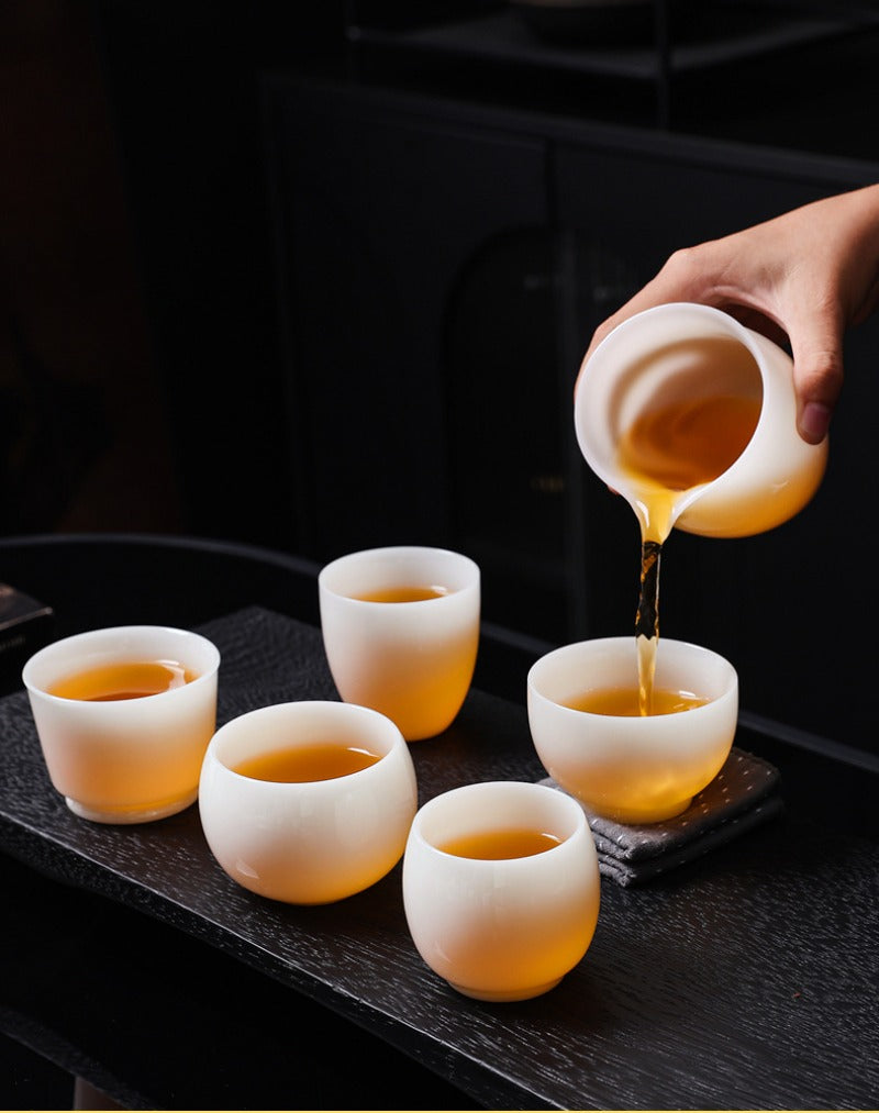 Tazza da tè Master in porcellana bianca giada di ghiaccio smaltata 80-110ml