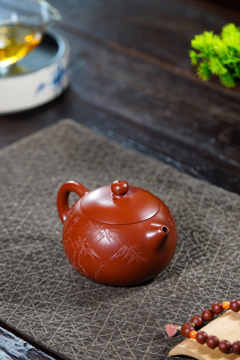 Théière Yixing Zisha entièrement faite à la main [Modèle Xishi] (Dahongpao - 320 ml)