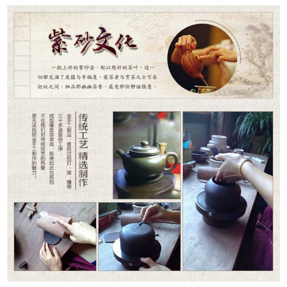 Full Handmade Yixing Zisha Teapot [Half Moon Pot] (Zi Ni - 180ml)