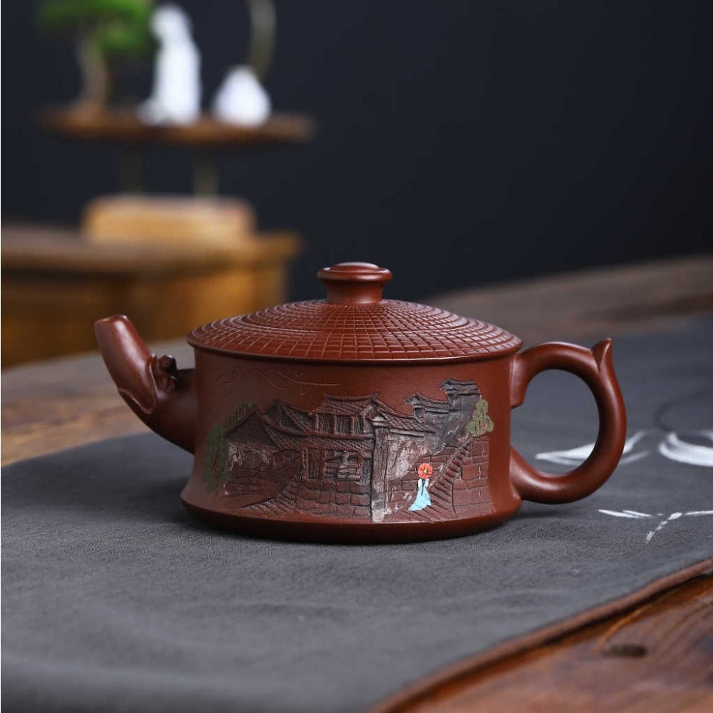 Full Handmade Yixing Zisha Teapot [Tianxia Liangcang Pot 天下粮仓壶] (Zao Hong Ni - 400ml)