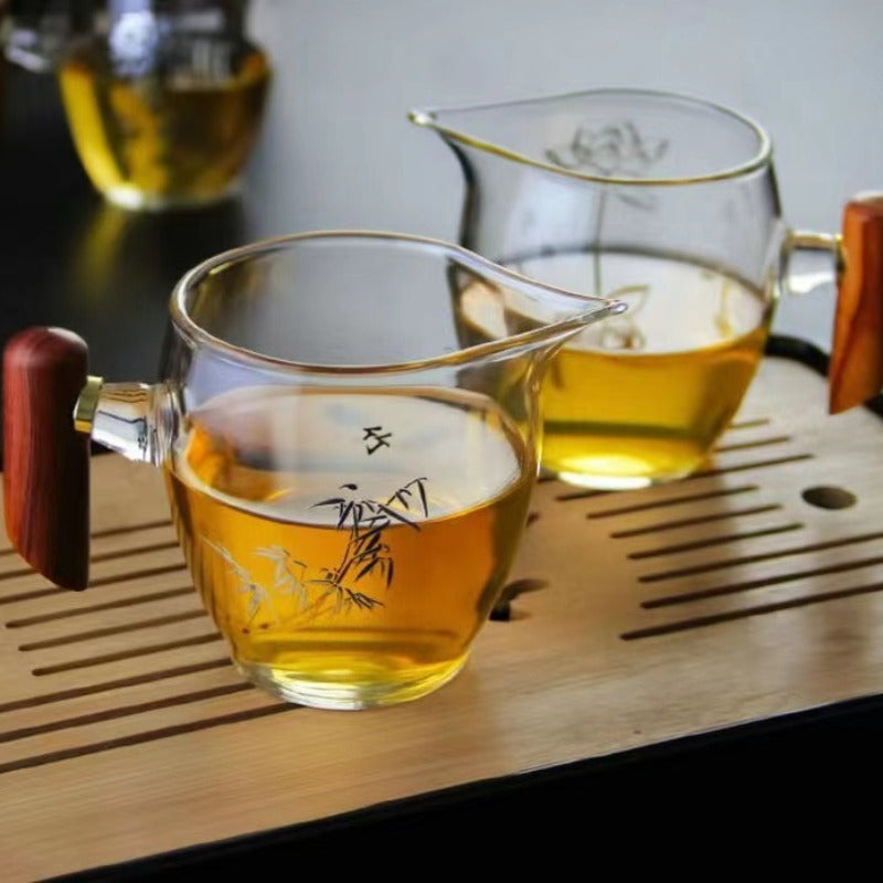 植物系 玻璃公道杯 带不锈钢滤网 350ml