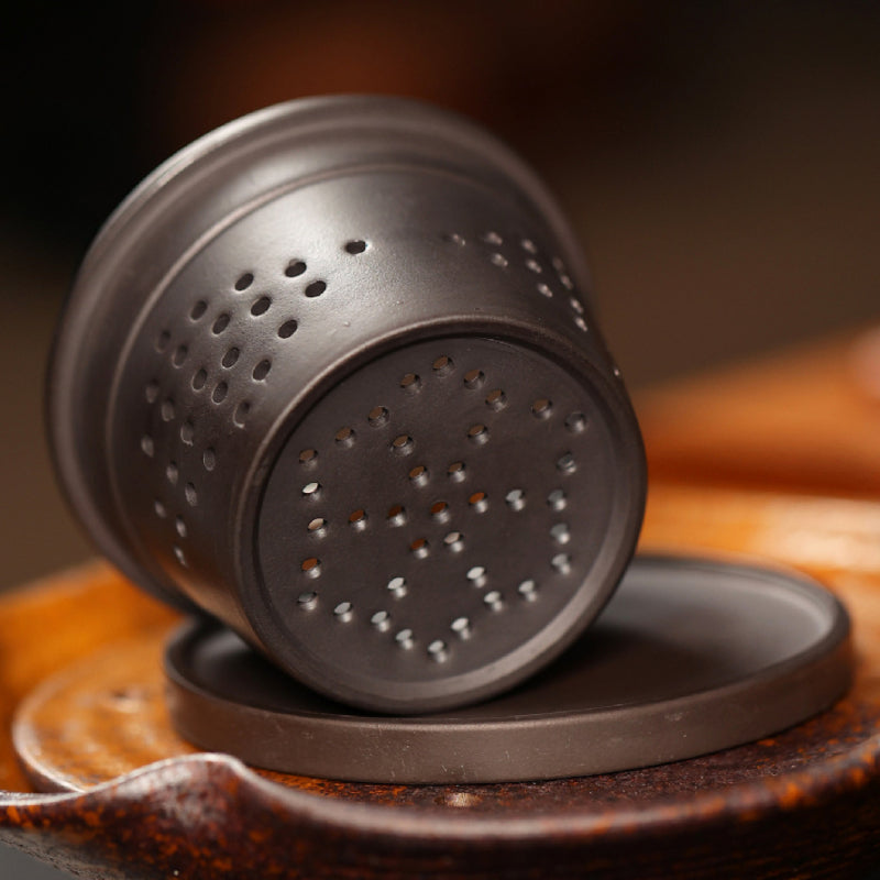 宜兴紫砂手工 [如意] (带茶滤)盖杯 (石黄 - 400ml)