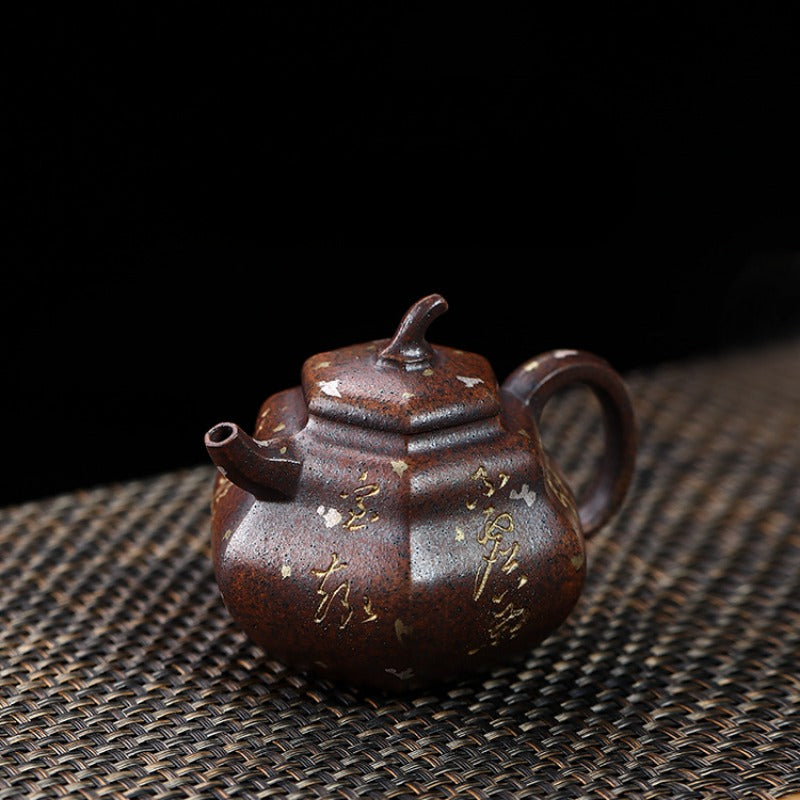 Full Handmade Yixing Zisha Teapot [Hexagon Gourd] (Firewood Fired Duan Ni - 170ml) - YIQIN TEA HOUSE | yiqinteahouse.com | <200ml, full handmade zisha teapot, teapot, teaware