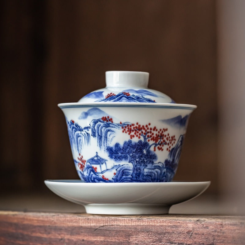 Handmade Ceramic [Qinghua Dou Cai] Gaiwan