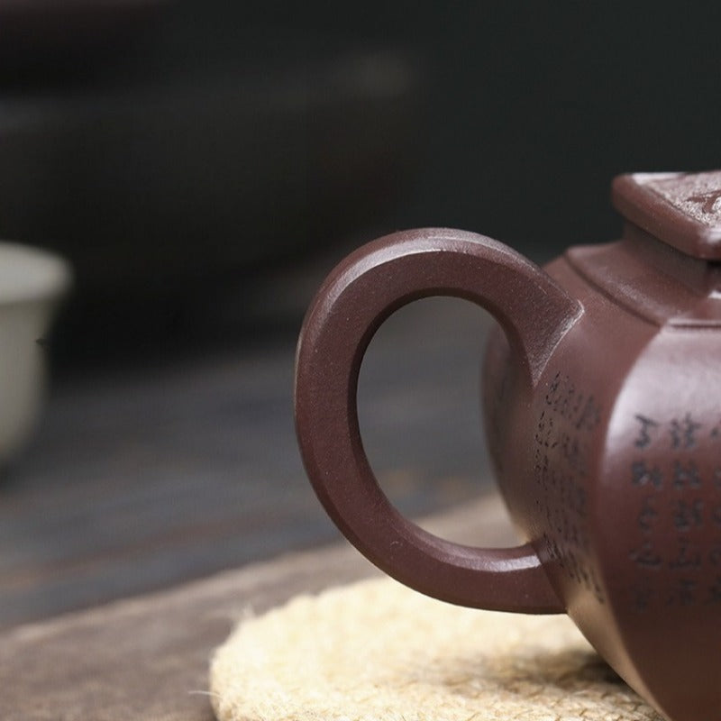 Théière Yixing Zisha entièrement faite à la main [Sifang Jun Zheng] (Tian Qing Zi Ni - 500 ml)