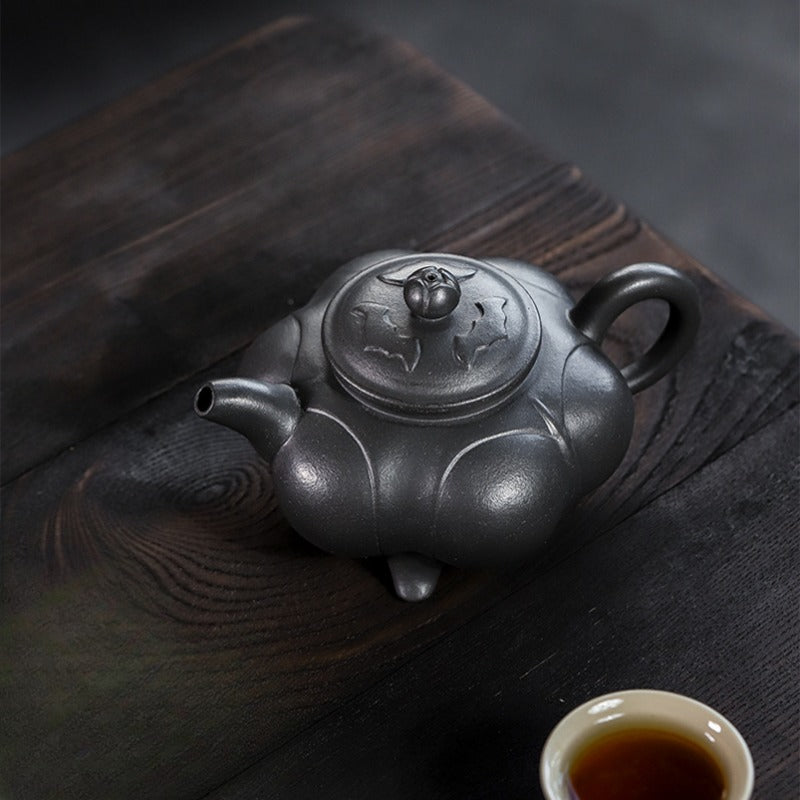 Full Handmade Yixing Zisha Teapot [Lianhua Ding] (Tian Qing Ni - 320ml)