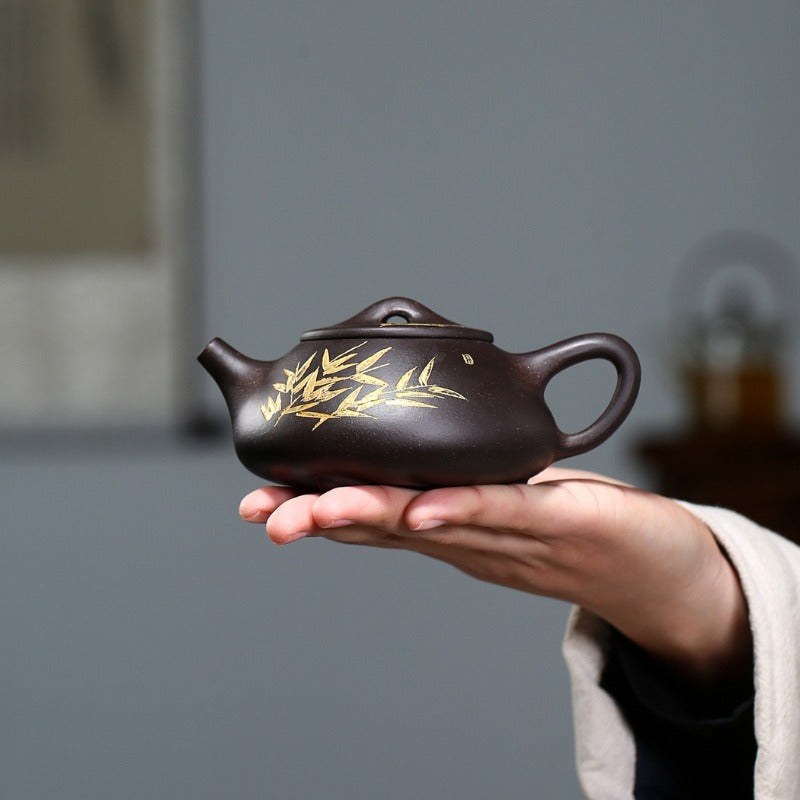 Théière Yixing Zisha [Bambou Shi Piao] (Hei Jin Sha - 240 ml)