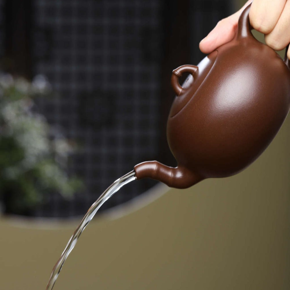 Théière Yixing Zisha entièrement faite à la main [Pot Yuan Zhu] (Zi Ni - 360 ml)