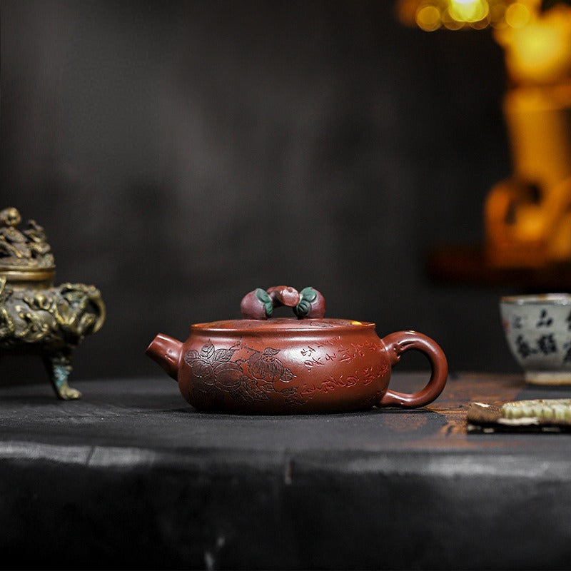 Full Handmade Yixing Zisha Teapot [Shi Shi Ruyi] (Di Cao Qing - 200ml)