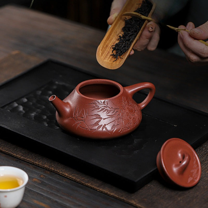 Full Handmade Yixing Zisha Teapot [Bamboo Happiness] (Hong Pi Long - 240ml) - YIQIN TEA HOUSE | yiqinteahouse.com | 200-300ml, full handmade zisha teapot, teapot, teaware