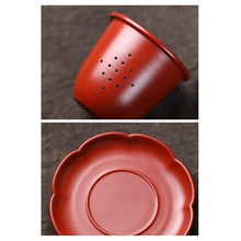 Load image into Gallery viewer, Yixing Zisha Tea Mug with Filter [An Xiang] | 宜兴紫砂 原矿大红袍 手工刻绘 [暗香] (带茶滤/茶水分离) 盖杯
