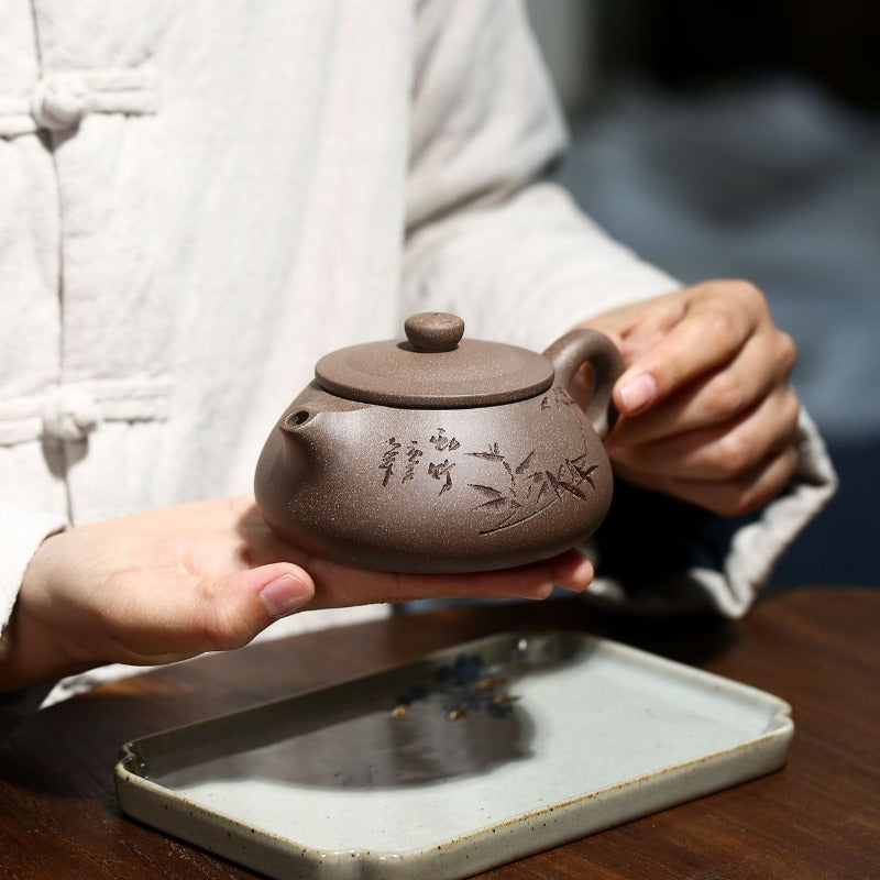 Yixing Zisha Teapot [Bamboo Shi Piao] (Qinghui Duan Ni - 200ml)