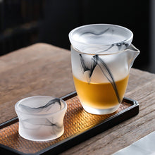 Load image into Gallery viewer, Ink Paint Glass Zen Tea Cup/Fair Cup/Gaiwan/Tea Strainer/Full Set
